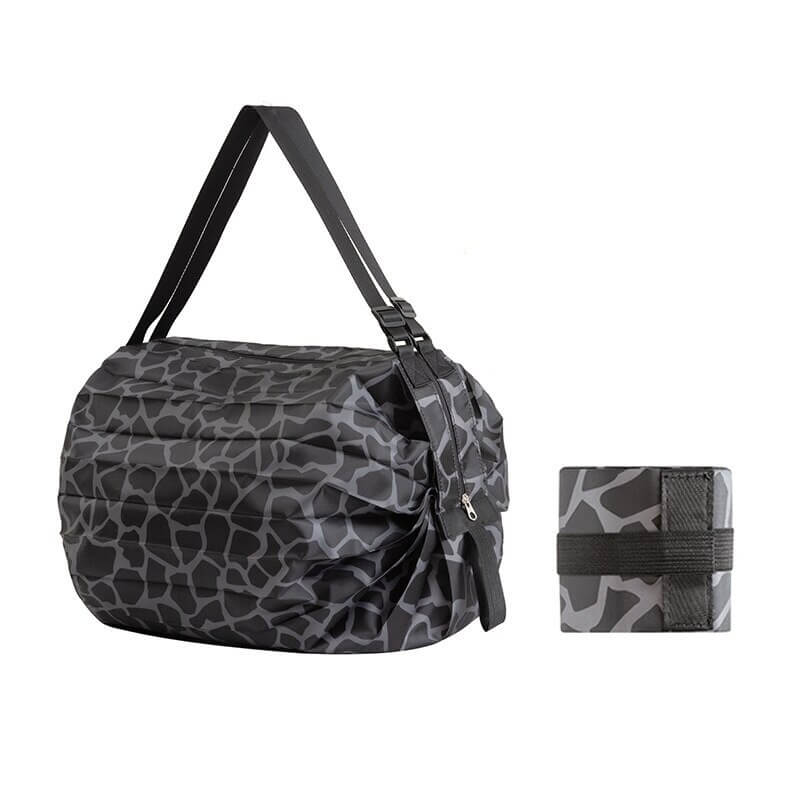 Stylish black patterned lightweight waterproof sports shoulder bag for women with compact design, ideal for fitness and beach days.